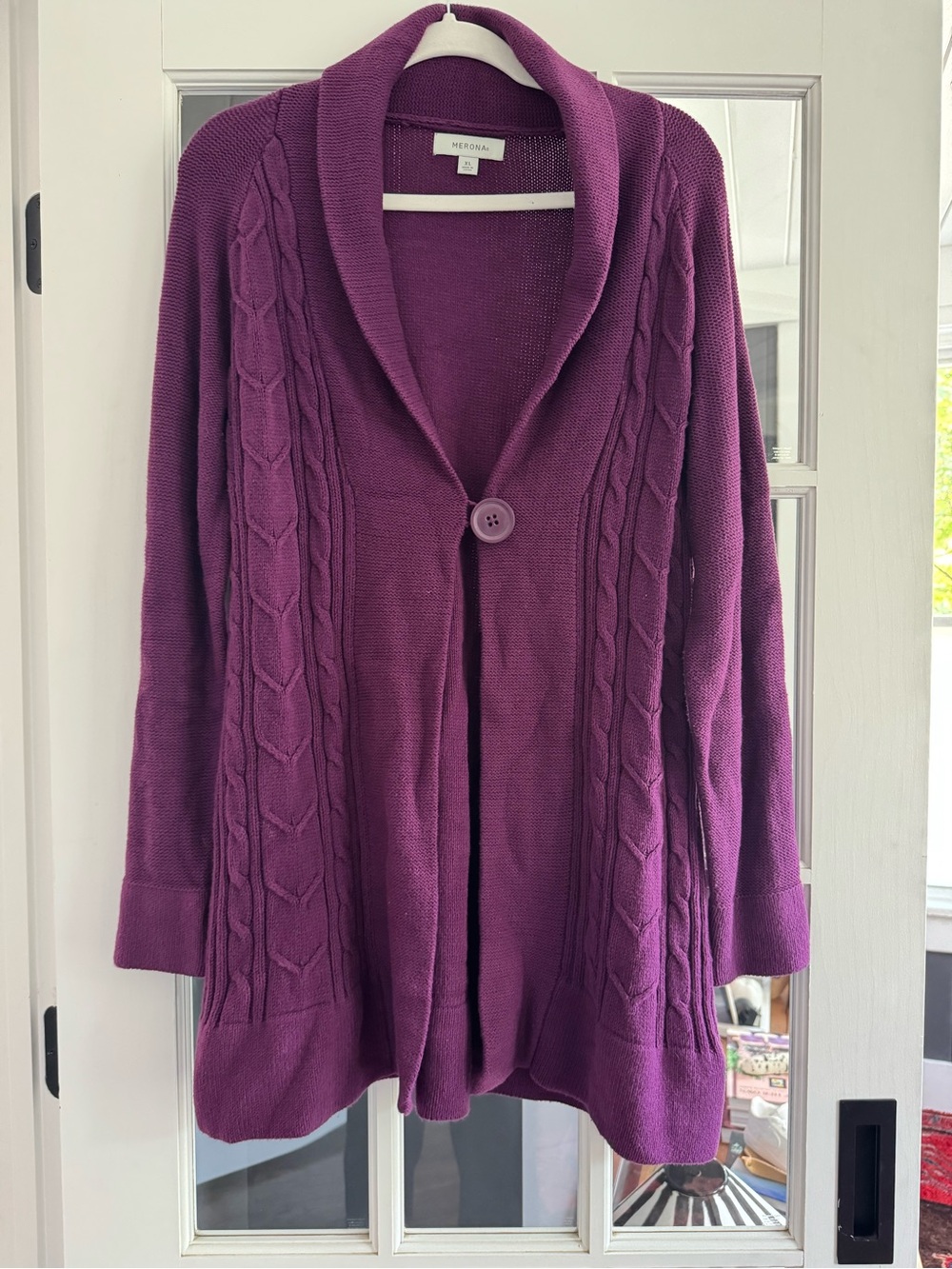 Merona Women's Plum Shawl-Collar Cable Cardigan